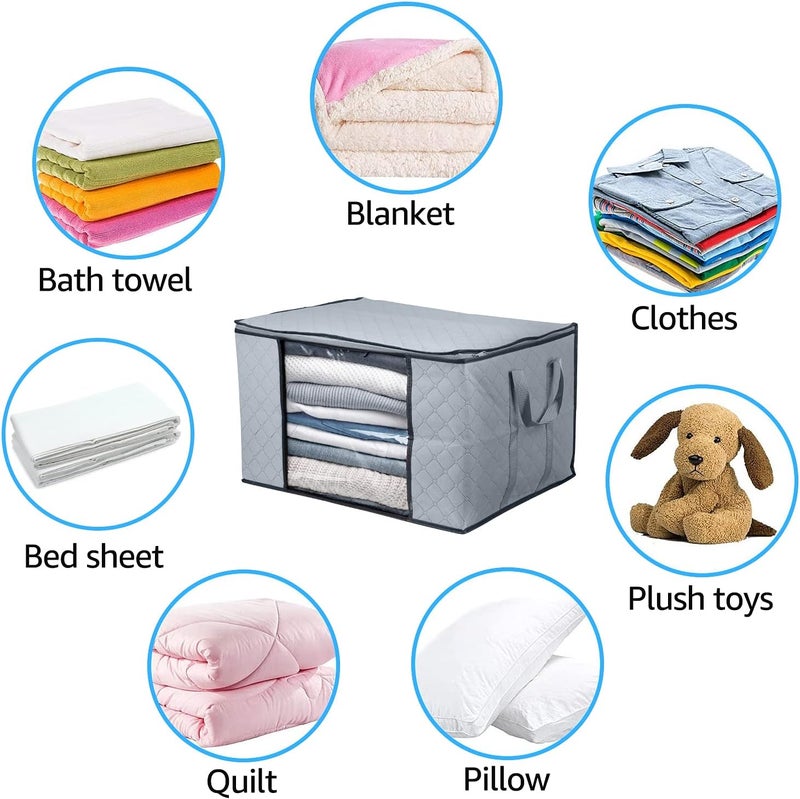 clothes storage bags solutions organizer with zips and clear window for clothes, comforters, blankets, bedding, 3 pieces, 90l - Image 4