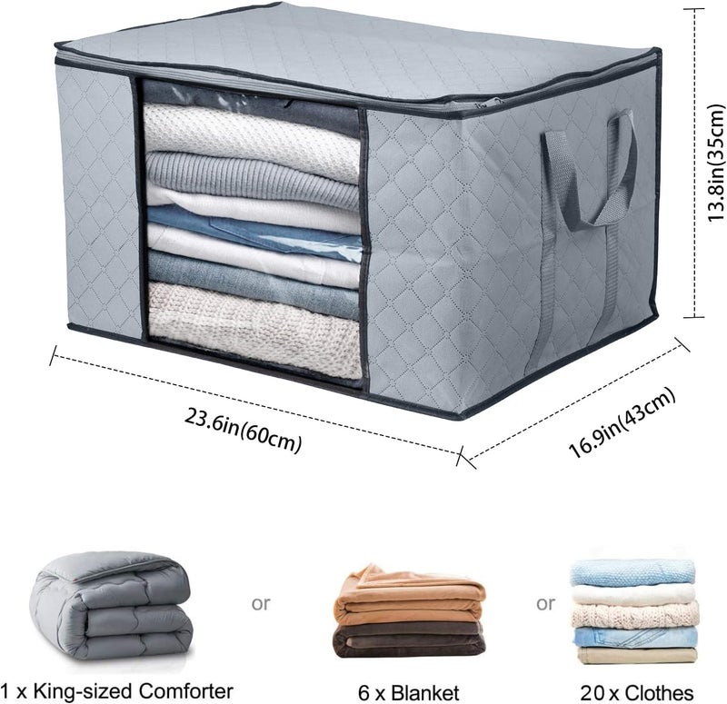 clothes storage bags solutions organizer with zips and clear window for clothes, comforters, blankets, bedding, 3 pieces, 90l - Image 2