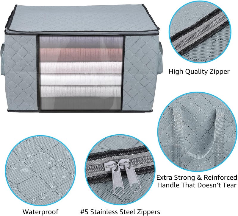clothes storage bags solutions organizer with zips and clear window for clothes, comforters, blankets, bedding, 3 pieces, 90l - Image 3