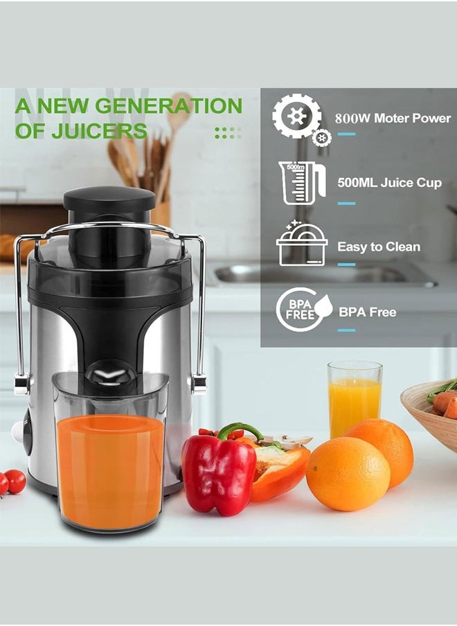 WEMART Juicer Extractor, High-Powered 800W Motor, Stainless Steel Design, Large 1.6L Pulp Container, 0.5L Juice Collector, Dual Speed Control,Silver/Black  - Image 5
