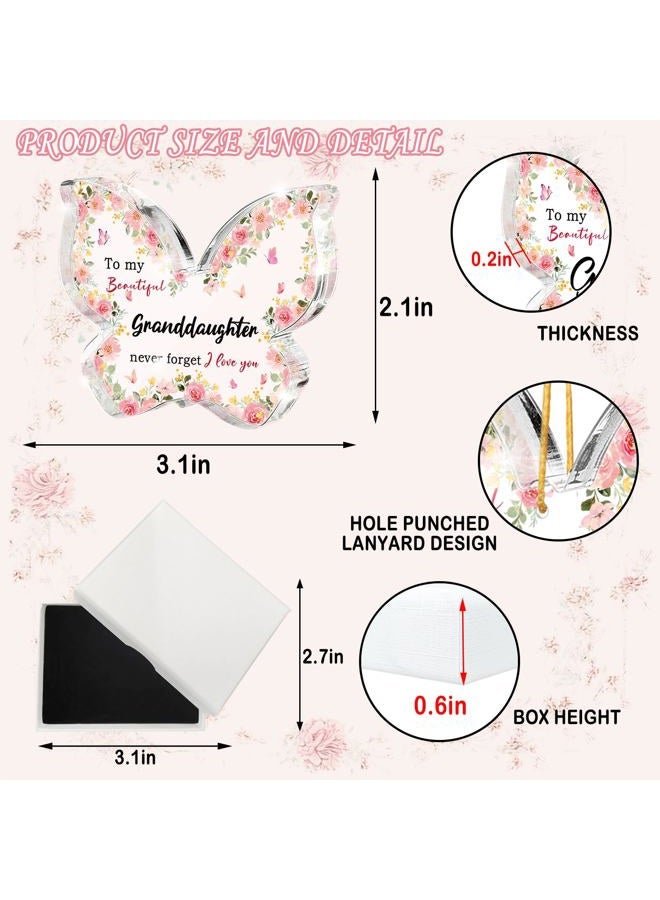 SHLINCO Pink Butterfly Acrylic Memorial Plate, Gift for Great Granddaughter, Pink Floral Decoration, Perfect for Wedding, Birthday, Graduation or Blended Family Celebration, 3.1 x 2.1 inches - Image 2
