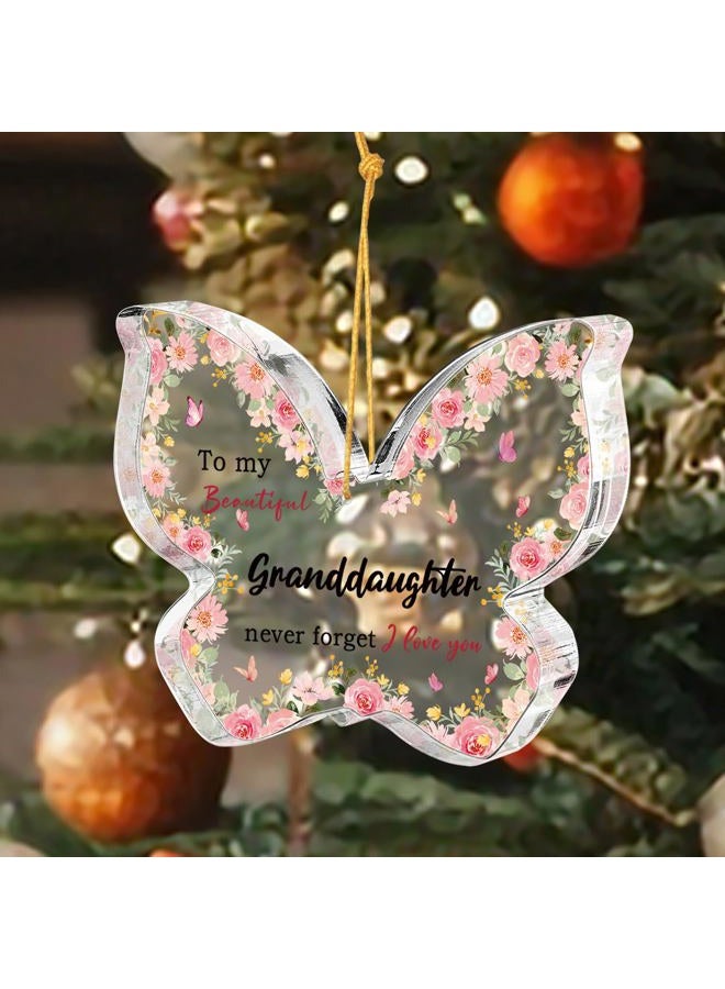 SHLINCO Pink Butterfly Acrylic Memorial Plate, Gift for Great Granddaughter, Pink Floral Decoration, Perfect for Wedding, Birthday, Graduation or Blended Family Celebration, 3.1 x 2.1 inches - Image 3