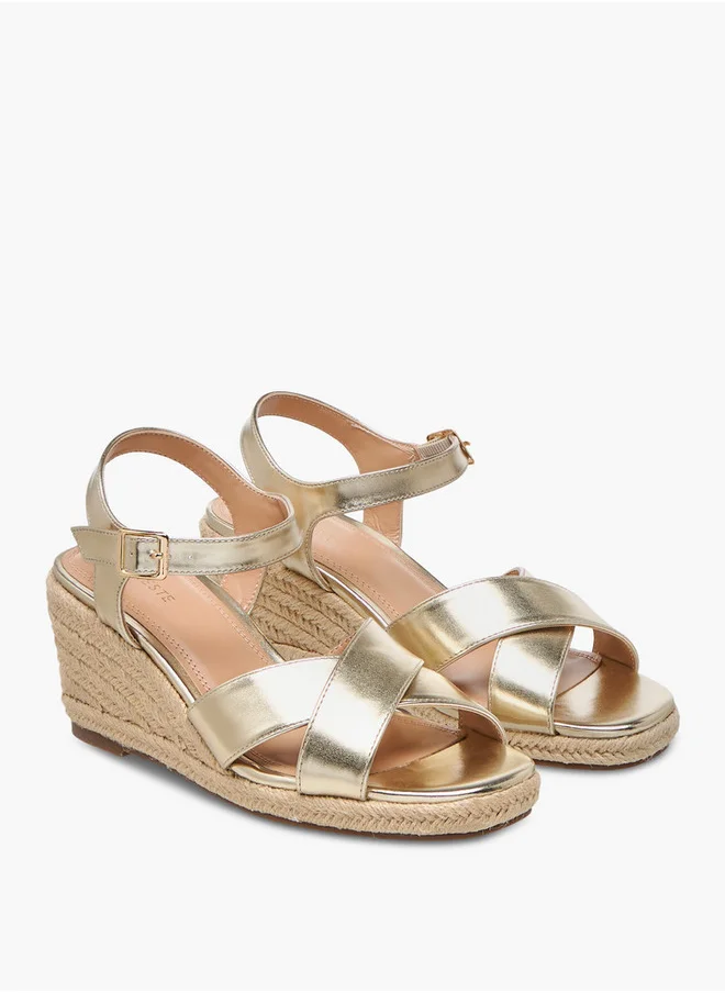 Celeste Women's Cross Strap Sandals with Buckle Closure and Wedge Heel