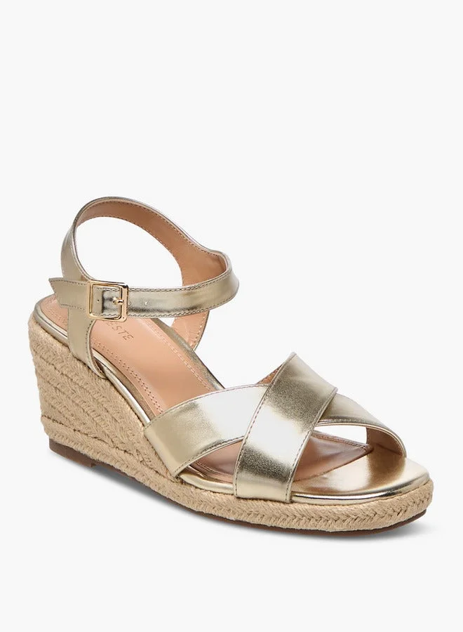 Celeste Women's Cross Strap Sandals with Buckle Closure and Wedge Heel