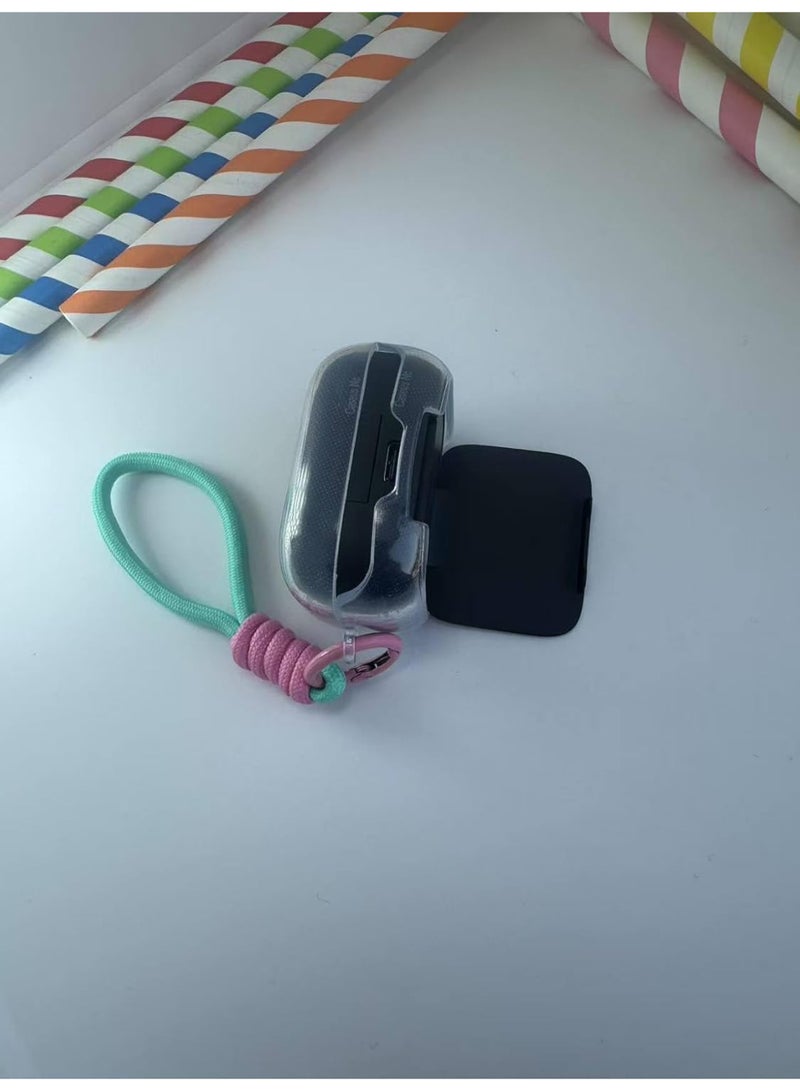 Silicone Protective Case for Anker Soundcore R50i NC Clear with Stand and Carabiner, LED Visible (MintGreen Pink) - Image 3