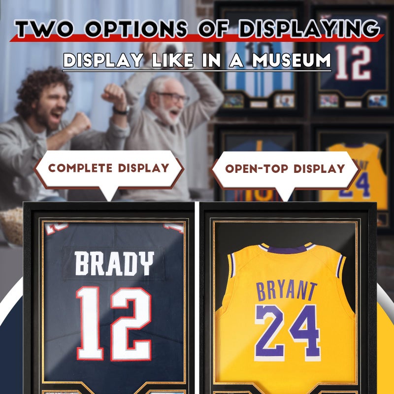 JupDec Jersey Frame Display Case, Large Clear Acrylic Shadow Box with UV Protection for Baseball Basketball Football Soccer Hockey shirts, Wall Mount Wooden Showcase, Idea Gift for Sports fans, 1 pack - Image 3