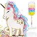 Pardecor 24 Large Rainbow Unicorn Pinata for Birthday Party Large Magical White Unicorn Party Decorations with Gold Horn Paper Mache Pinata for Candy Fillers Pull StringHit Game for Kids Girls Teens - Image 2