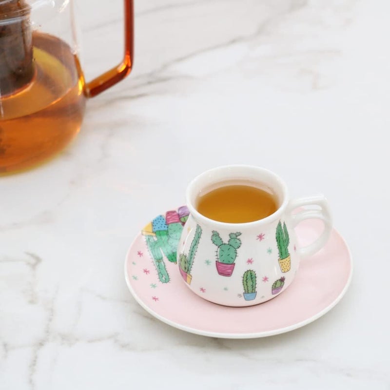 GuangYang 2.5 oz Espresso Cups set of 6, Cute Cactus Pattern (Size for Double Shot Espresso,Ristretto, Macchiato, Café Cubano, and Turkish Coffee) - Image 2