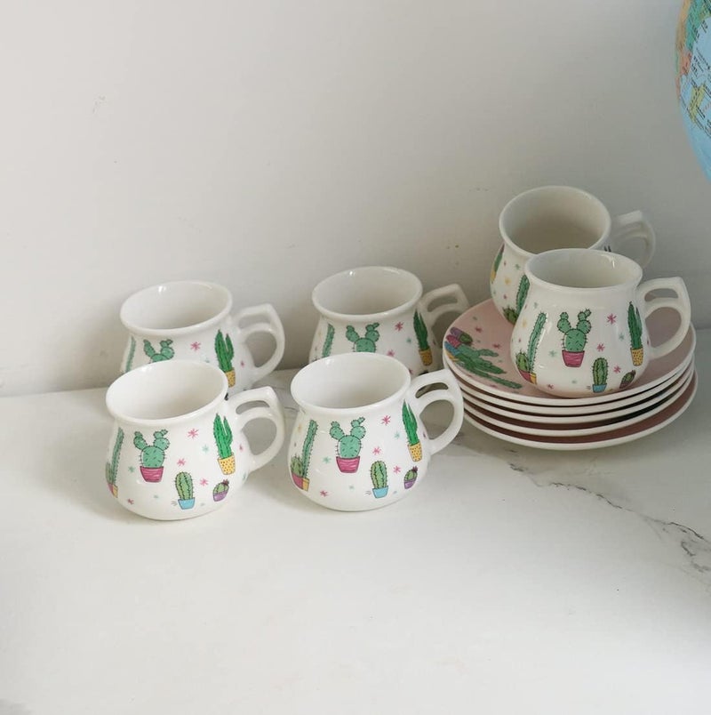 GuangYang 2.5 oz Espresso Cups set of 6, Cute Cactus Pattern (Size for Double Shot Espresso,Ristretto, Macchiato, Café Cubano, and Turkish Coffee) - Image 5