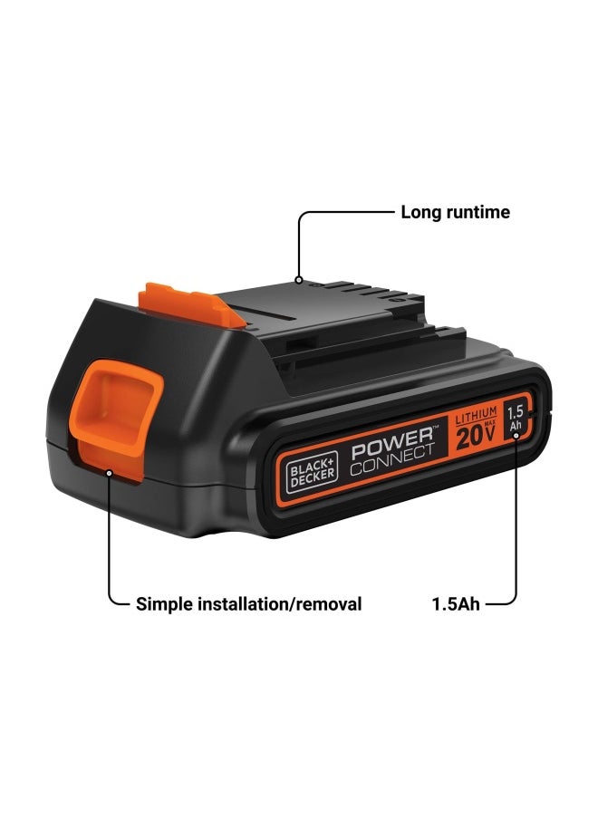 BLACK+DECKER Black   Decker 1.5Ah 20V Li Battery - Black  - Image 2