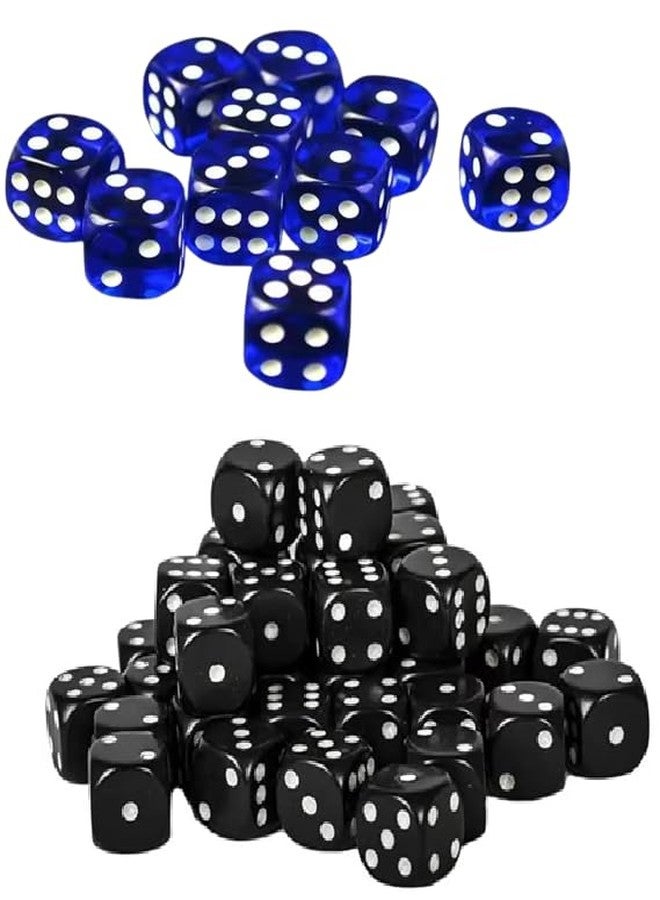 ISHARAA Six Sided 16mm Multicolour Transparent Black & Blue Colour Combination Dice for Ludo, Maths Learning, Entertainment, Parties (2 Colour Combo Dice Set) Pack of 12pcs - Image 1