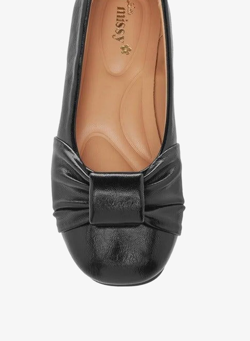 Little Missy black Girls Knot Accent Slip-On Ballerina Shoes for Women | Best Price UAE