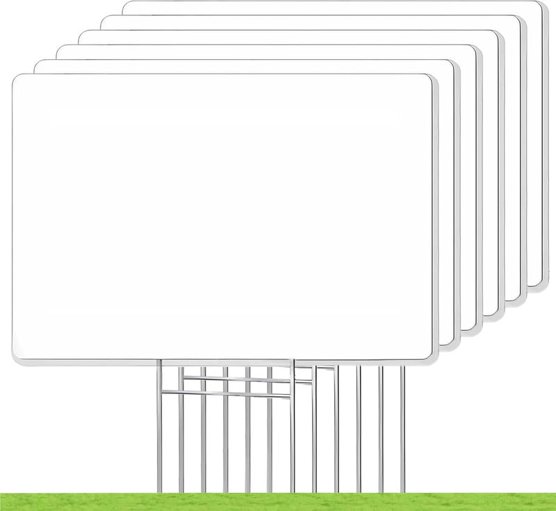 ISDGER Blank Yard Signs with Stakes, GRS Certified 6 Pack 17x12 Inches Corrugated Plastic Lawn Signs Sheets, Double Sided Custom Sign for Home Front Door Outdoor, for Sale, Garage Sale, Yard Sale - Image 1
