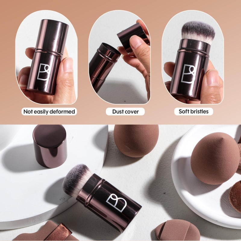 BS Mall BS-MALL Kabuki Brush Makeup Sponge Set 8 Pcs with Foundation Powder Brush Powder Puff Essential Tools for Flawless Makeup Application - Image 2