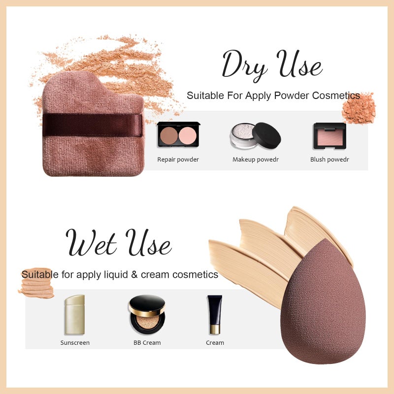 BS Mall BS-MALL Kabuki Brush Makeup Sponge Set 8 Pcs with Foundation Powder Brush Powder Puff Essential Tools for Flawless Makeup Application - Image 3
