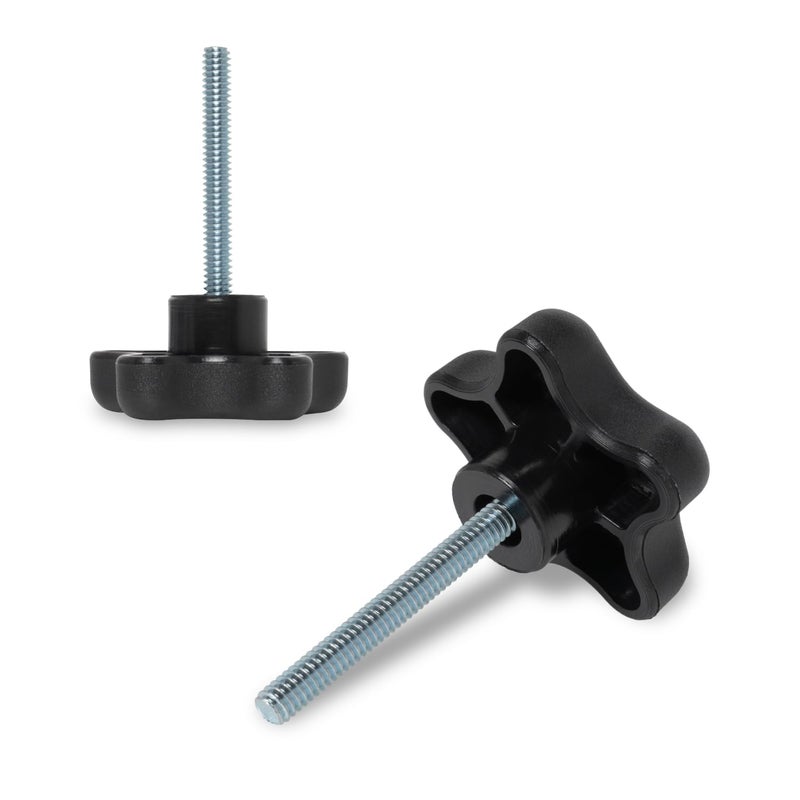 POWERTEC 5 Pack 1/4"-20 5 Star Knobs with 2" Threaded Stud, Thumb Screw Knobs with bolts for Lawn Mower, Umbrella Base, Woodworking Tools & Jigs, Clamps (QNB3010) - Image 2