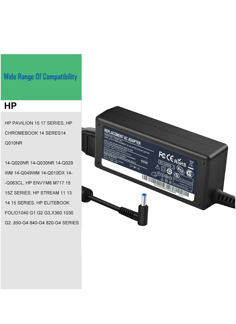 SMART SOURCE 65W 19.5V 3.33A AC Replacement HP Laptop Charger, 710412-001, 709985-002, PA-1650-30HE Compatible with HP 250 255 G2 G3 G4 G5 Series, HP Pavilion 15 Series Notebook, HP Elite Book, Chromebook 14,  - Image 2