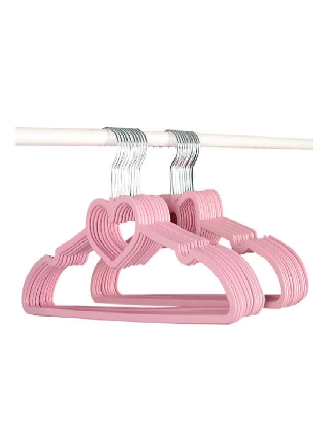 طقم علاقات مانعة للانزلاق على شكل قلب مكون من 20 قطعة وردي - Image 1