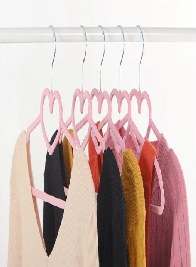 طقم علاقات مانعة للانزلاق على شكل قلب مكون من 20 قطعة وردي - Image 4