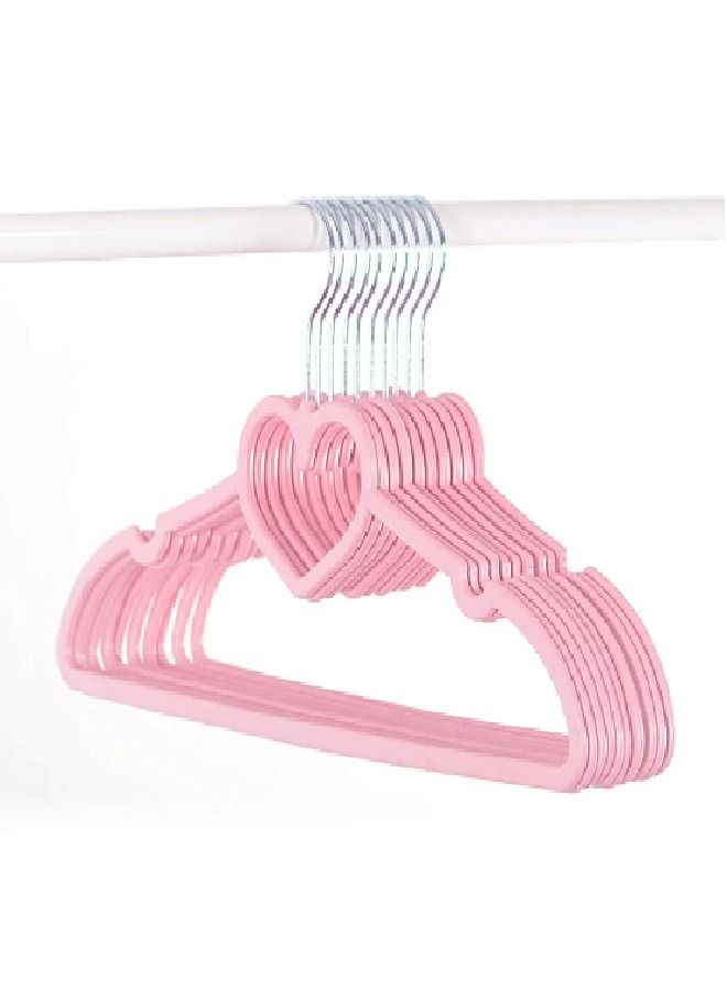 طقم علاقات مانعة للانزلاق على شكل قلب مكون من 20 قطعة وردي - Image 2