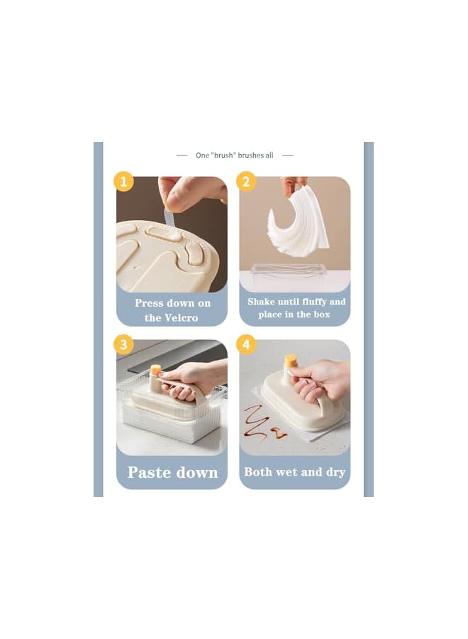 PROMASS promass Disposable Magic Brush, Protecting Hands Cleaning Rag, Replaceable Rag Cleaning Brush with Handle, Kitchen Degreasing Specialized Cleaning Cloth (1Brush +50 Rag) - Image 4