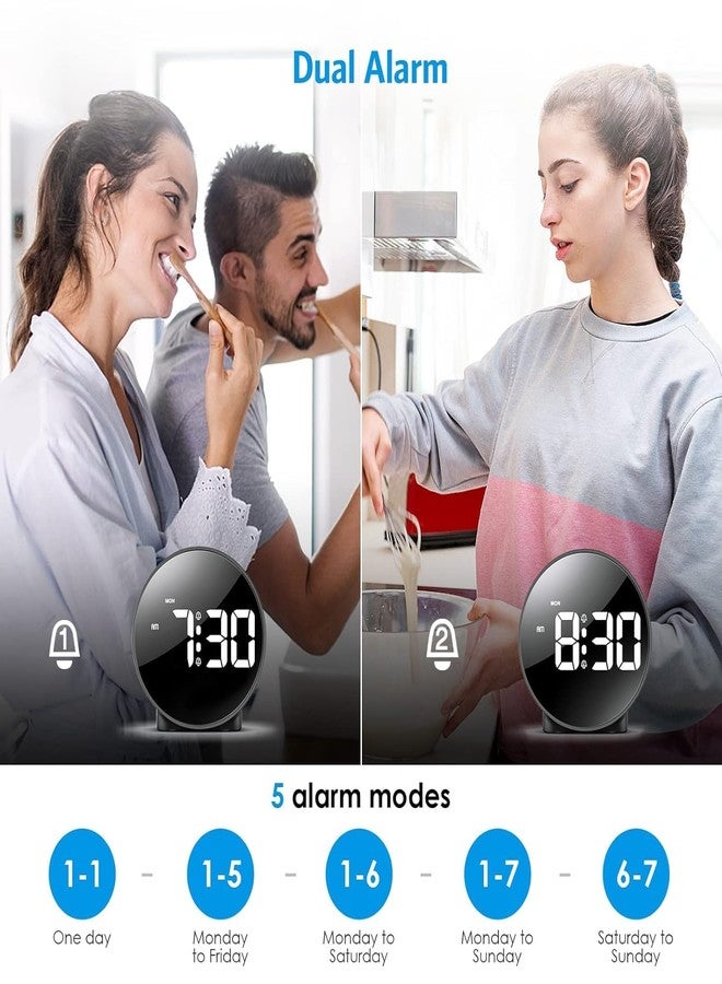 BLURISM ساعة منبه رقمية LED من BLURISM بشاشة عرض كبيرة، تعرض الوقت ودرجة الحرارة (مئوية/فهرنهايت)، بثلاثة مستويات سطوع، تعمل بالصوت، مناسبة لغرف النوم، غرف الدراسة، المكاتب، والفنادق. - Image 5