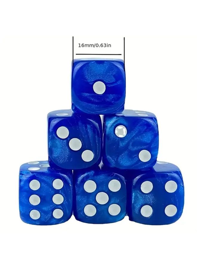 Blue 10 Pcs 16MM Pearl Pattern Dice Outdoor Props Desktop Game Accessories - Image 3