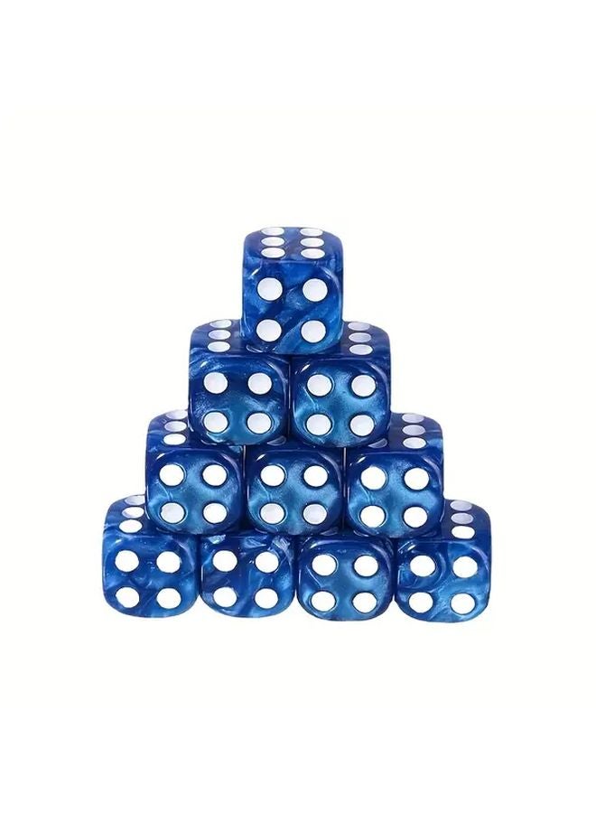 Blue 10 Pcs 16MM Pearl Pattern Dice Outdoor Props Desktop Game Accessories - Image 1