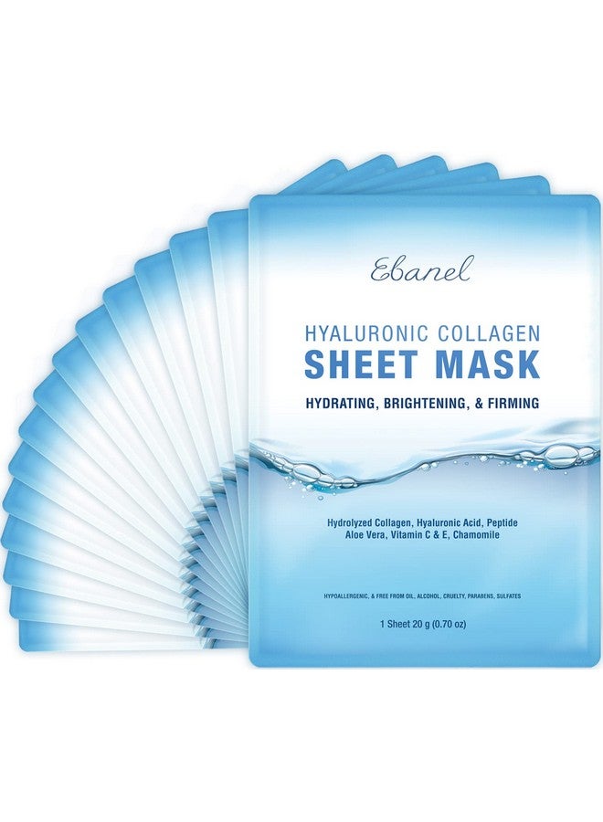 Ebanel Banel 15 Pack Collagen Peptide Hydrating Face Masks Instant Brightening Firming Anti Aging Face Sheet Masks Moisturizing Spa Face Masks Skincare With Hyaluronic Acid Vitamin C Chamomile Aloe  - Image 1