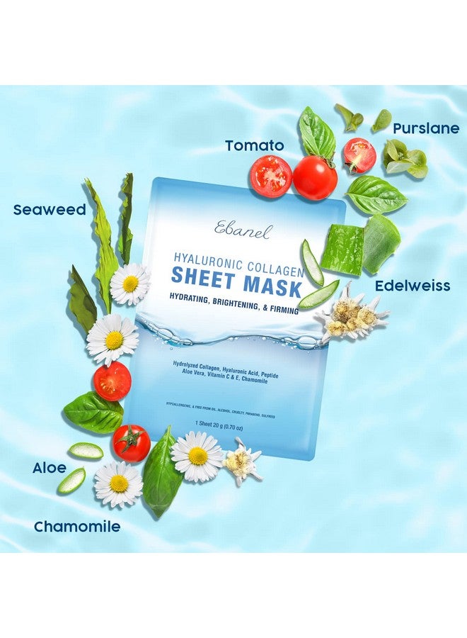 Ebanel Banel 15 Pack Collagen Peptide Hydrating Face Masks Instant Brightening Firming Anti Aging Face Sheet Masks Moisturizing Spa Face Masks Skincare With Hyaluronic Acid Vitamin C Chamomile Aloe  - Image 4