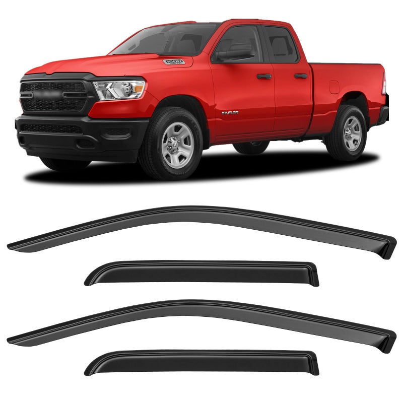 Window Visors Rain Guards for 20192025 Dodge Ram 1500 Quad Cab New Body Style Window Vent Wind Deflectors Visors Shades for 1925 Ram 1500 2 FullSize Doors 2 HalfSize Doors