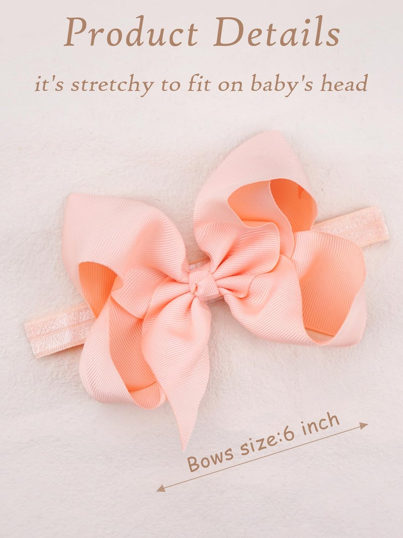 CellElection 30 Colors Baby Girls Headbands 6Inch Big Bows Elastic Hair Bands Headbands Hair Accessories for Newborns Infants Toddlers Kid - Image 2