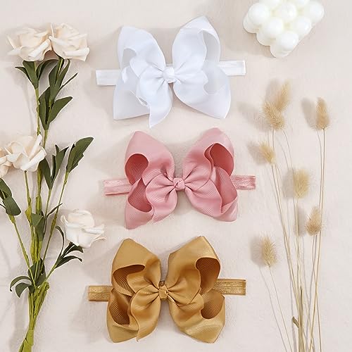 CellElection 30 Colors Baby Girls Headbands 6Inch Big Bows Elastic Hair Bands Headbands Hair Accessories for Newborns Infants Toddlers Kid - Image 3
