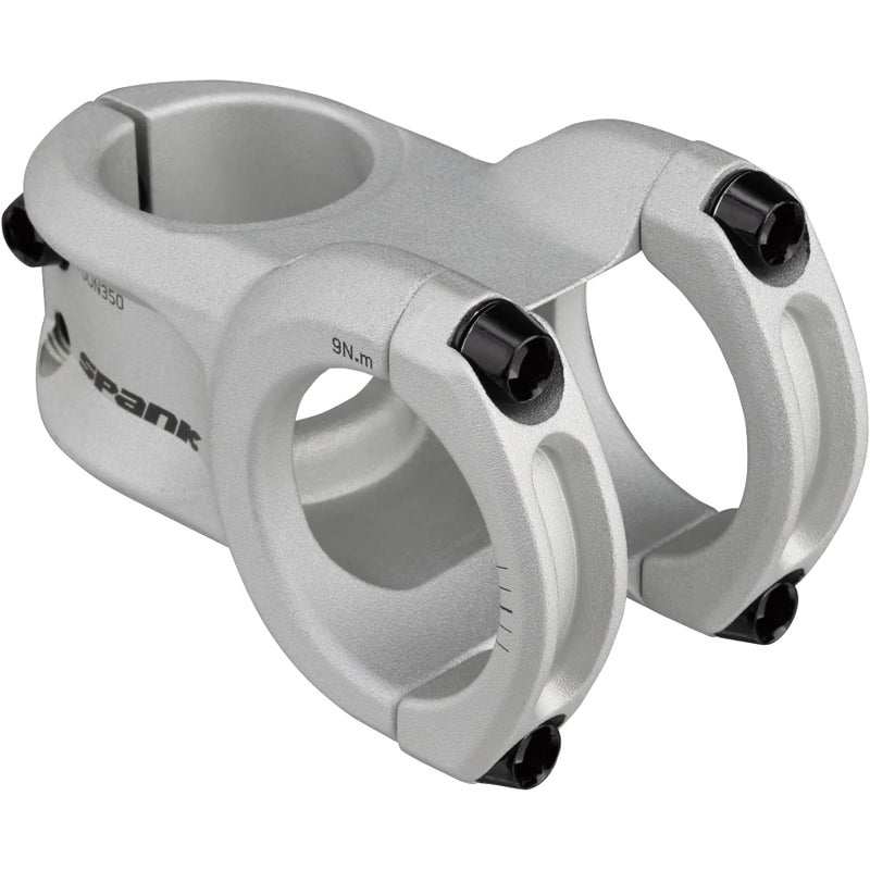 Spank Spoon 350 Stem,Raw Silver,45Mm Chamfered Bar Clamp, Ultra-Short Stack Height, Bicycle Stem, Ideal For Astm 5, All Mountain, Enduro, Trail, Free Ride, Dj, E-Bike