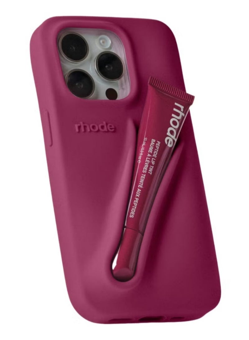 rhode Silicone Lip Balm Holder for Phone, Adhesive Back Sticker for Lip Balm, Stick-On Phone Case Accessory for iPhone (Raspberry Jelly) - Image 1