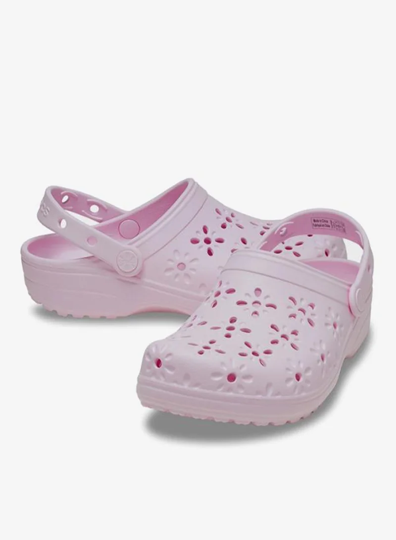 crocs Pink Milk Classic Floral Cut Out Clog Sandals for Women | Best Price UAE