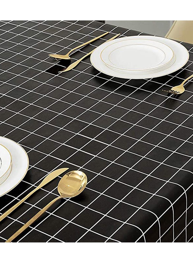 KASTWAVE Checkered Vinyl Rectangle Tablecloth 100% Waterproof Oil Proof PVC Square Table Cloth, Tablecloth Stain Resistant Wipeable Duty Table Covers for Restaurants Picnic Party Table Dining - Image 3