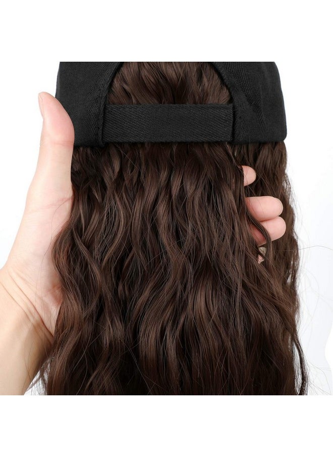 AynnQueen AynnQueen Baseball Cap with Hair Extensions for Women Adjustable Hat with Synthetic Wig Attached 8inch Kinky Curly Hair Black Baseball Cap (Medium Brown)  - Image 5