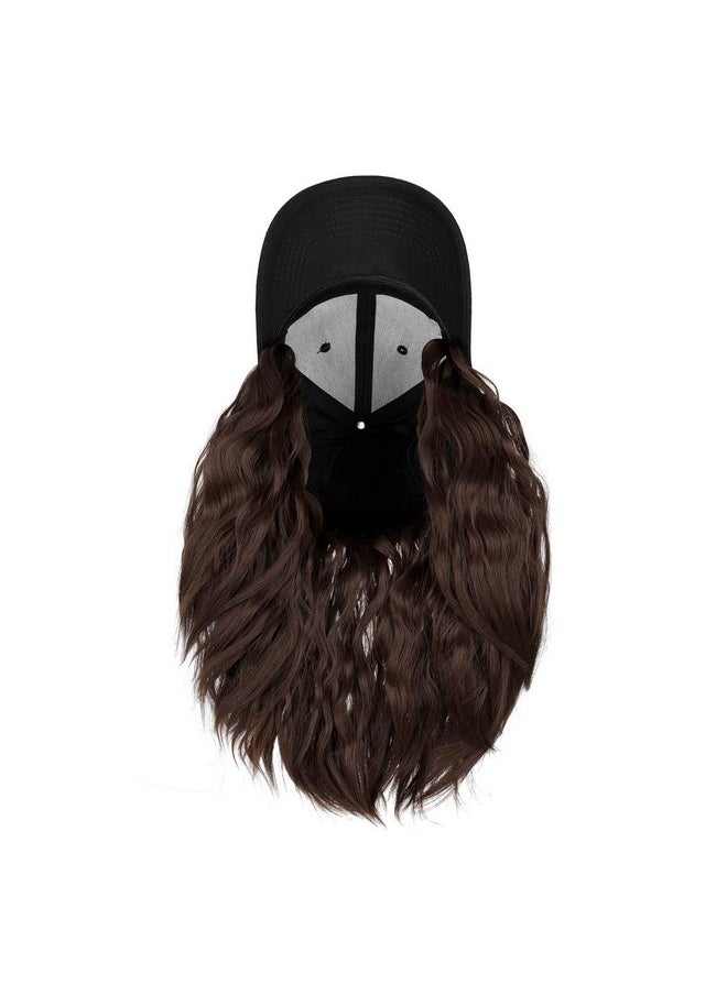 AynnQueen AynnQueen Baseball Cap with Hair Extensions for Women Adjustable Hat with Synthetic Wig Attached 8inch Kinky Curly Hair Black Baseball Cap (Medium Brown)  - Image 4