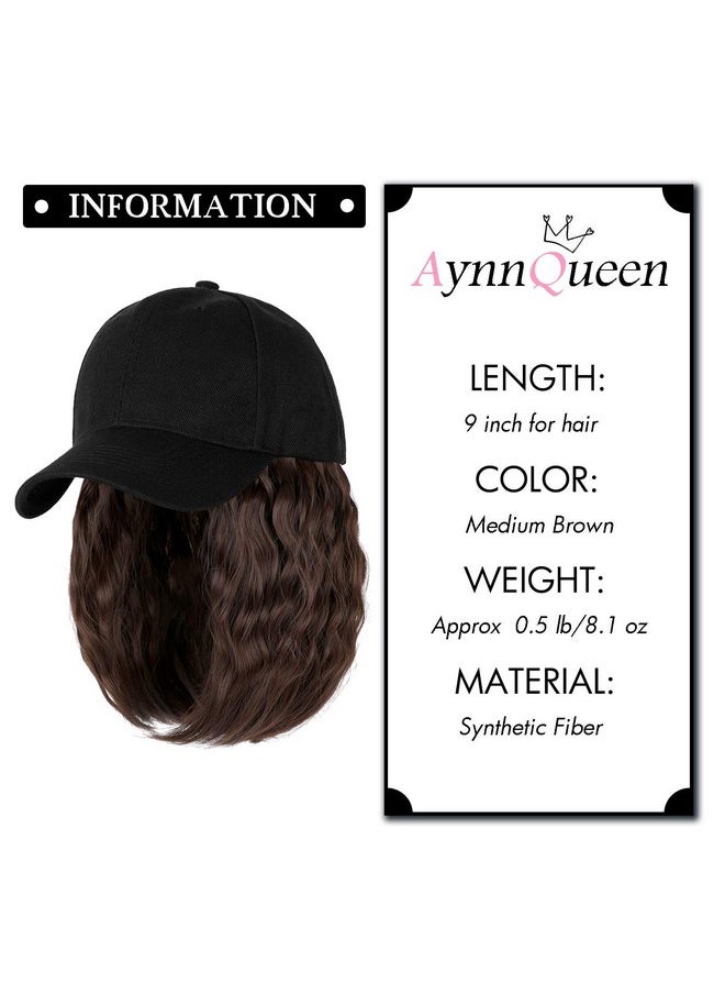 AynnQueen AynnQueen Baseball Cap with Hair Extensions for Women Adjustable Hat with Synthetic Wig Attached 8inch Kinky Curly Hair Black Baseball Cap (Medium Brown)  - Image 3