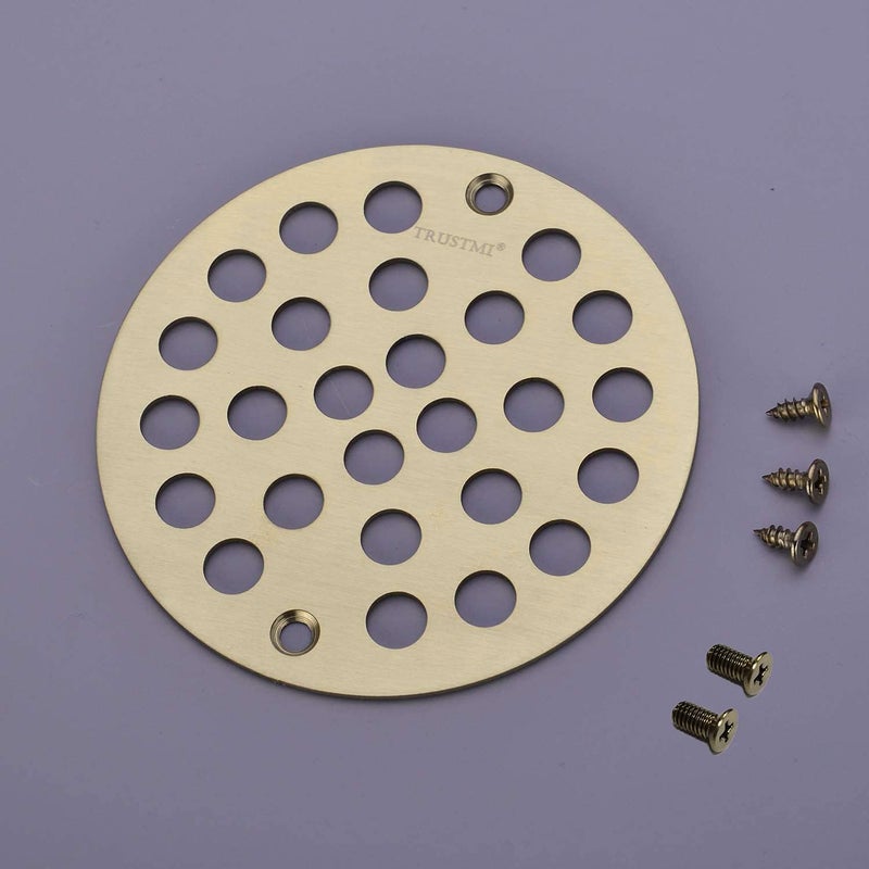 TRUSTMI 4 Inch Screwin Shower Drain Cover Replacement Floor StrainerBrushed Gold - Image 2