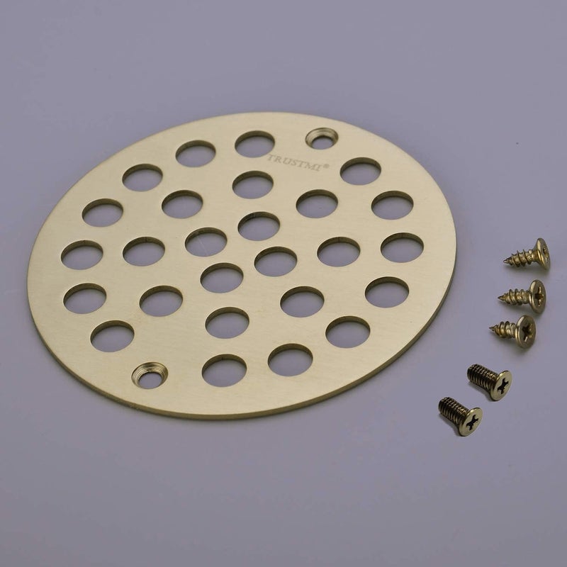 TRUSTMI 4 Inch Screwin Shower Drain Cover Replacement Floor StrainerBrushed Gold - Image 3