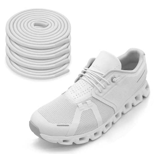 NDTEZUGT 2 Pairs 1/10" (2.5mm) Elastic Thin Shoe Laces, Stretch Round Shoelaces Shoe Strings Replacement for Sneaker,Tieless No Tie Laces for Adults and Kids (White 03, 16''/40cm) - Image 1
