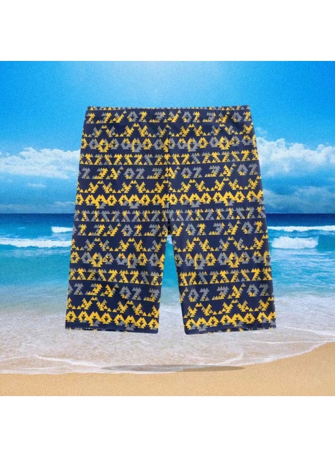 إسكدنيا سراويل سباحة رجالية من النايلون 2022، سراويل للشاطئ، أرجل طويلة، سراويل بخمس نقاط مضادة للإحراج بالإضافة إلى الأسمدة بالإضافة إلى سراويل السباحة سريعة الجفاف - اللون: أصفر، - Image 1