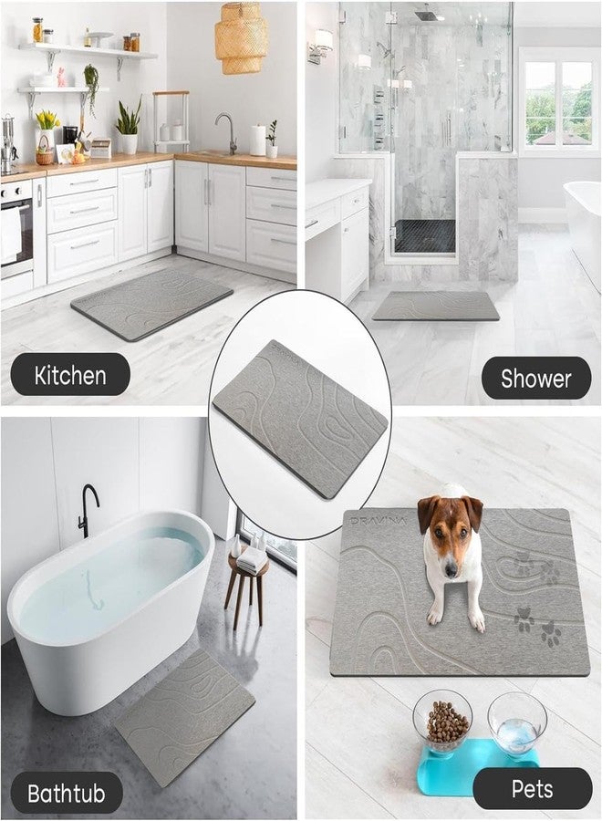Dravina Stone Bath Mat, 60 x 40 CM - Diatomite Earth Shower Mat, Non-Slip Super Absorbent Quick Drying Bathroom, Kitchen Floor Mat, Counter Dish Drying Mat. Easy to Clean - Image 4