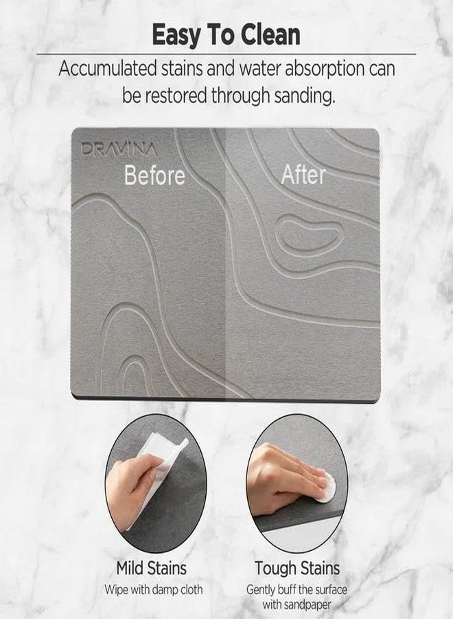 Dravina Stone Bath Mat, 60 x 40 CM - Diatomite Earth Shower Mat, Non-Slip Super Absorbent Quick Drying Bathroom, Kitchen Floor Mat, Counter Dish Drying Mat. Easy to Clean - Image 5