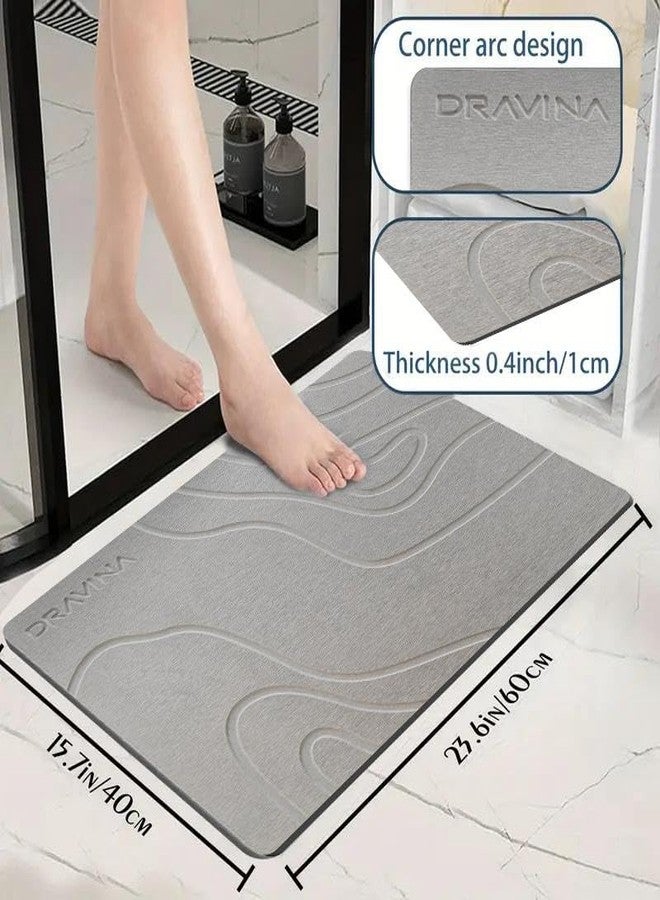 Dravina Stone Bath Mat, 60 x 40 CM - Diatomite Earth Shower Mat, Non-Slip Super Absorbent Quick Drying Bathroom, Kitchen Floor Mat, Counter Dish Drying Mat. Easy to Clean - Image 1