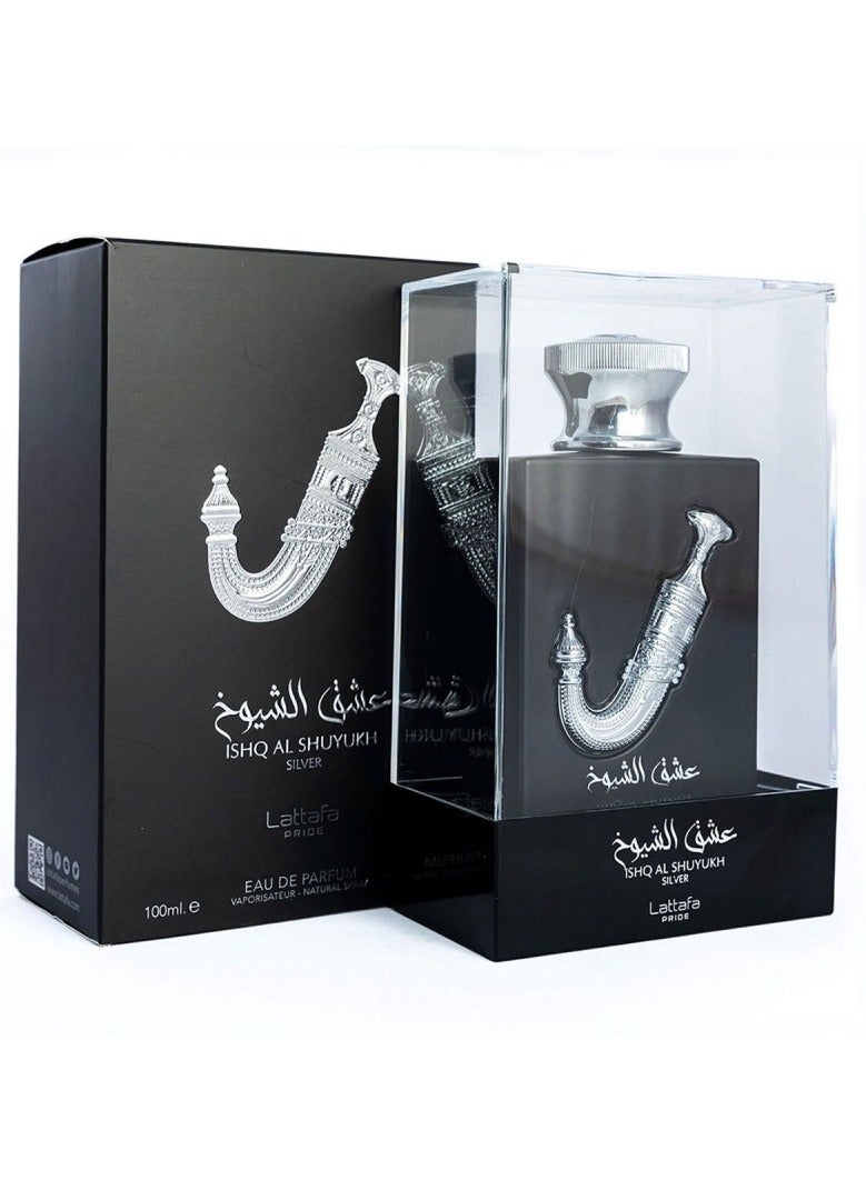 Lattafa Ishq Al Shuyoukh Silver Perfume by Lattafa, 100ml - Image 1