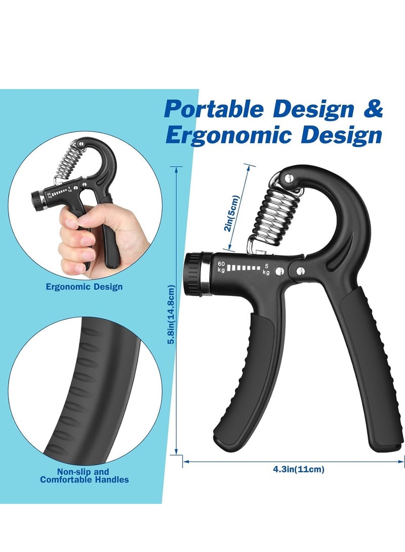 Grip Strength Trainer with Adjustable Resistance (11-132 Lbs / 5-60kg) – Hand Exerciser for Forearm Strengthening, Muscle Building, Injury Recovery, Finger and Hand Exercise, Strength Training Tool, Portable Hand Grip Trainer for Physical Therapy, Rehabilitation, and Grip Endurance - Image 2
