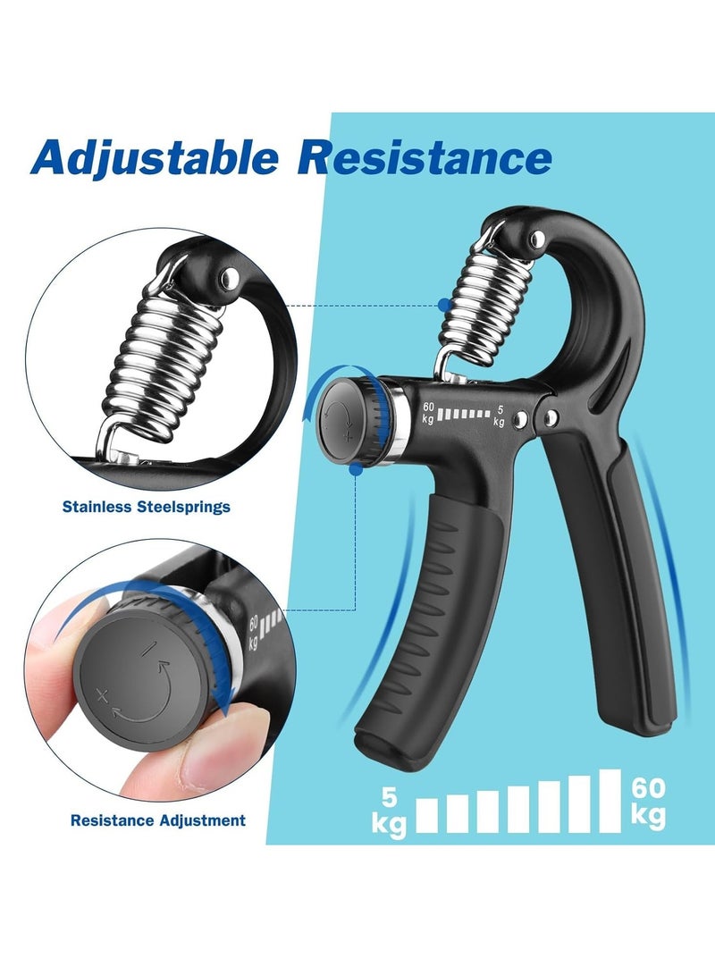 Grip Strength Trainer with Adjustable Resistance (11-132 Lbs / 5-60kg) – Hand Exerciser for Forearm Strengthening, Muscle Building, Injury Recovery, Finger and Hand Exercise, Strength Training Tool, Portable Hand Grip Trainer for Physical Therapy, Rehabilitation, and Grip Endurance - Image 3